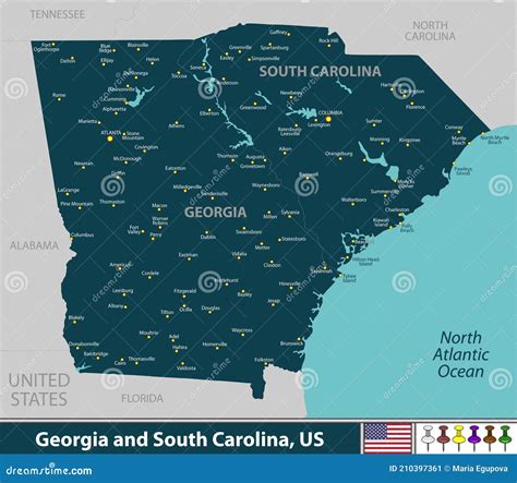 A map of Georgia and South Carolina showing various industries implementing MAP